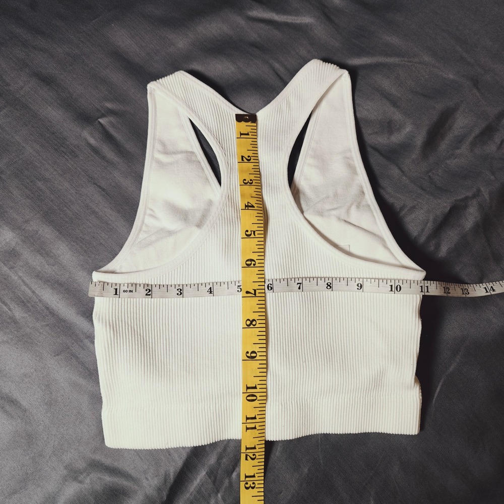 Zenana Ribbed Padded Cropped Racerback Tank Top Bralette Brami White S/M - Picture 6 of 11